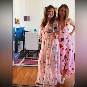 Pink floral maxi halter  dress